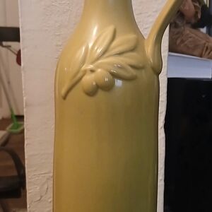 Yellow Ceramic Olive Oil Bottle